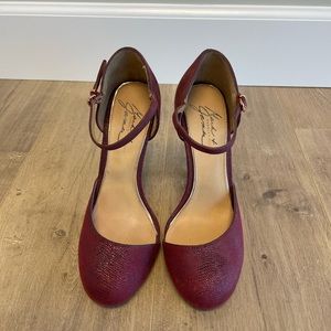 Badgley Mischka Round Toe Pump with Strap. Size 7.5 and 5” heel.